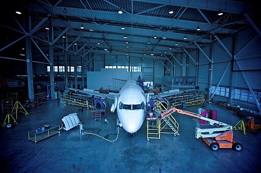 Inside of airplane hangar